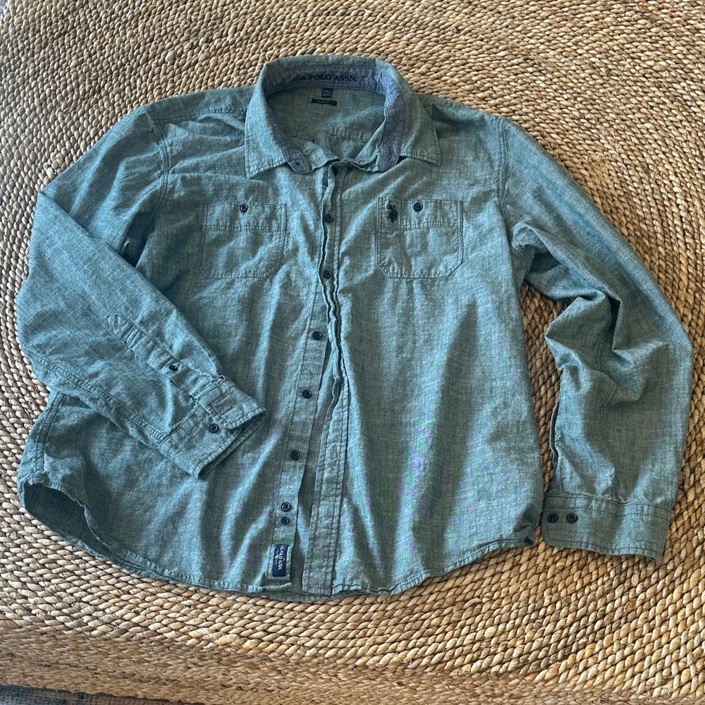 U.S. Polo Assn. Greenish/blue-ish Slim Fit Shirt
